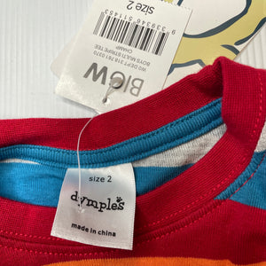 Boys Dymples, colourful striped long sleeve t-shirt / top, NEW, size 2,  