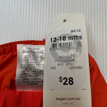 Load image into Gallery viewer, unisex Target, orange lightly quilte jacket / coat, NEW, size 1,  