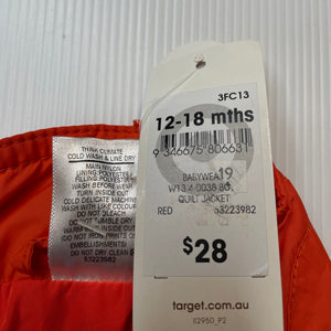 unisex Target, orange lightly quilte jacket / coat, NEW, size 1,  