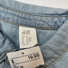 Load image into Gallery viewer, Boys H&amp;M, chambray cotton long sleeve shirt, poppers, NEW, size 1-2,  