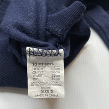 Load image into Gallery viewer, Boys Fun Spirit, navy fleece lined sweater / jumper, GUC, size 3,  