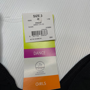 Girls Active & Co, black long sleeve ballet / dance leotard, NEW, size 3,  