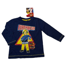 Load image into Gallery viewer, Boys Fireman Sam, navy cotton long sleeve t-shirt / top, NEW, size 2,  