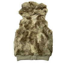 Load image into Gallery viewer, Girls Mango, lined zip up hooded faux fur vest, EUC, size 3,  