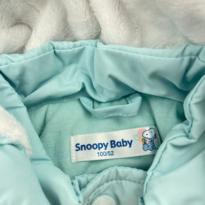 unisex Snoopy Baby, cotton lined lightly wadded jacket / coat, light mark sleeve, FUC, size 3,  
