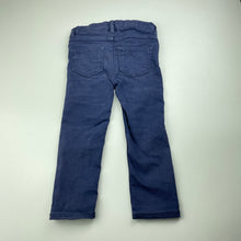 Load image into Gallery viewer, Girls H&amp;M, navy stretch denim pants, adjustable, Inside leg: 31.5cm, FUC, size 2,  