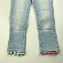 Load image into Gallery viewer, Girls Breakers, stretch denim jeans, adjustable, pom pom trim, Inside leg: 41cm, FUC, size 5,  