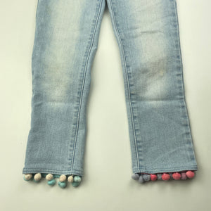 Girls Breakers, stretch denim jeans, adjustable, pom pom trim, Inside leg: 41cm, FUC, size 5,  