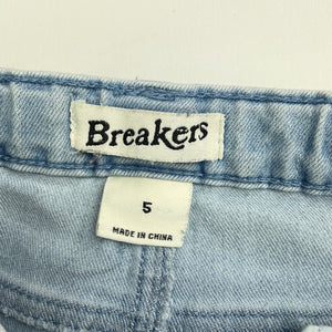 Girls Breakers, stretch denim jeans, adjustable, pom pom trim, Inside leg: 41cm, FUC, size 5,  
