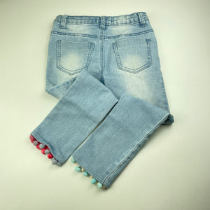 Girls Breakers, stretch denim jeans, adjustable, pom pom trim, Inside leg: 41cm, FUC, size 5,  