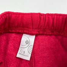 Load image into Gallery viewer, Boys Target, red fleece lined track pants, Inside leg: 43.5cm, GUC, size 5,  