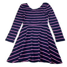 Load image into Gallery viewer, Girls Target, navy &amp; pink stripe long sleeve dress, EUC, size 7, L: 60cm