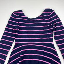 Load image into Gallery viewer, Girls Target, navy &amp; pink stripe long sleeve dress, EUC, size 7, L: 60cm