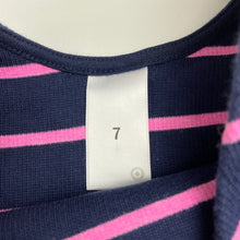 Load image into Gallery viewer, Girls Target, navy &amp; pink stripe long sleeve dress, EUC, size 7, L: 60cm