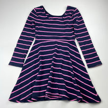 Load image into Gallery viewer, Girls Target, navy &amp; pink stripe long sleeve dress, EUC, size 7, L: 60cm