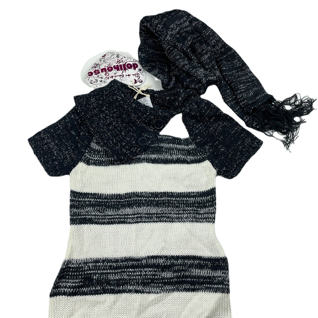 Girls Dollhouse, knitted short sleeve casual dress + scarf, NEW, size 4, L: 57cm
