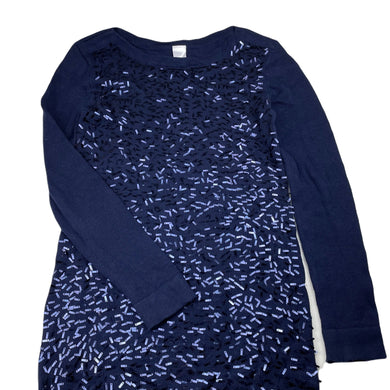 Girls Target, navy knitted cotton & sequin long sleeve dress, EUC, size 12, L: 71cm