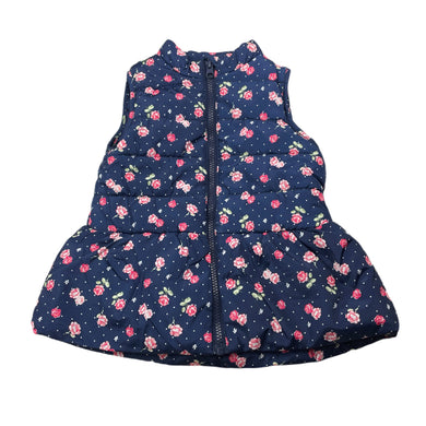 Girls Dymples, navy floral puffer vest / sleeveless jacket, GUC, size 2,  