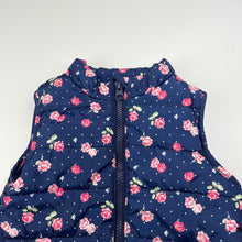 Load image into Gallery viewer, Girls Dymples, navy floral puffer vest / sleeveless jacket, GUC, size 2,  