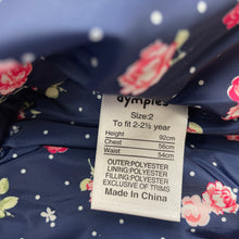 Load image into Gallery viewer, Girls Dymples, navy floral puffer vest / sleeveless jacket, GUC, size 2,  