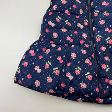 Load image into Gallery viewer, Girls Dymples, navy floral puffer vest / sleeveless jacket, GUC, size 2,  
