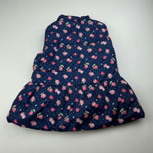 Load image into Gallery viewer, Girls Dymples, navy floral puffer vest / sleeveless jacket, GUC, size 2,  