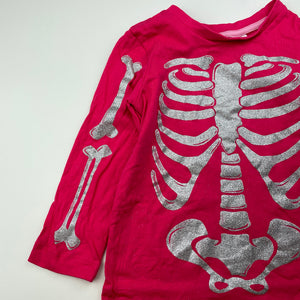 Girls Target, pink cotton long sleeve top, glitter skeleton, FUC, size 3,  