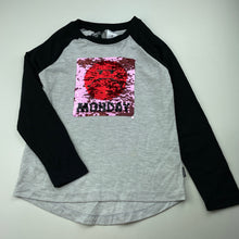 Load image into Gallery viewer, Girls Smiley World, flip sequin soft feel long sleeve top, light marks, FUC, size 8,  