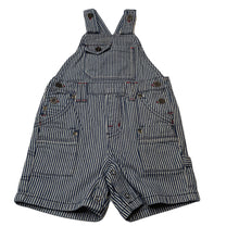 Load image into Gallery viewer, Boys Next, striped denim overalls / shortalls, EUC, size 0,  