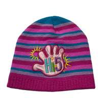 Load image into Gallery viewer, Girls Hi-5, striped knitted hat/beanie, EUC, size 3-6,  