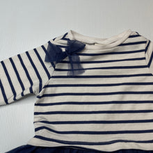 Load image into Gallery viewer, Girls First Impressions, navy &amp; white stripe dress, GUC, size 12 months, L: 37cm