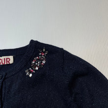 Load image into Gallery viewer, Girls Cotton On, embellished navy metallic knit cardigan, EUC, size 4,  