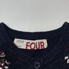 Load image into Gallery viewer, Girls Cotton On, embellished navy metallic knit cardigan, EUC, size 4,  