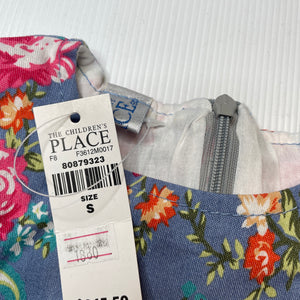Girls The Childrens Place, lined floral long sleeve top, Sz: S, armpit to armpit: 25cm, shoulder to cuff: 30cm, NEW, size 1-2,  