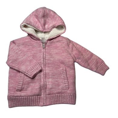 Girls Anko, fleece lined knit zip hoodie sweater, light mark hood, FUC, size 1,  