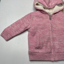 Load image into Gallery viewer, Girls Anko, fleece lined knit zip hoodie sweater, light mark hood, FUC, size 1,  
