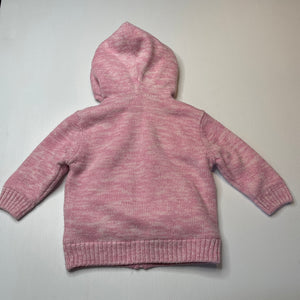 Girls Anko, fleece lined knit zip hoodie sweater, light mark hood, FUC, size 1,  