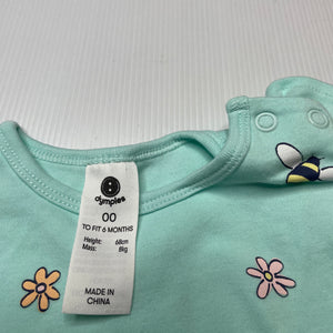 Girls Dymples, cotton romper, flowers & bees, EUC, size 00,  