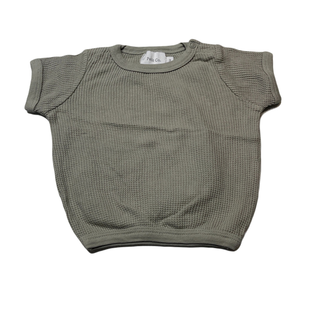 unisex Petit Co, waffle organic cotton top, GUC, size 00,  