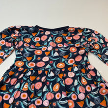 Load image into Gallery viewer, Girls Wombat and Wattle, colourful cotton long sleeve dress, GUC, size 1-2, L: 48cm