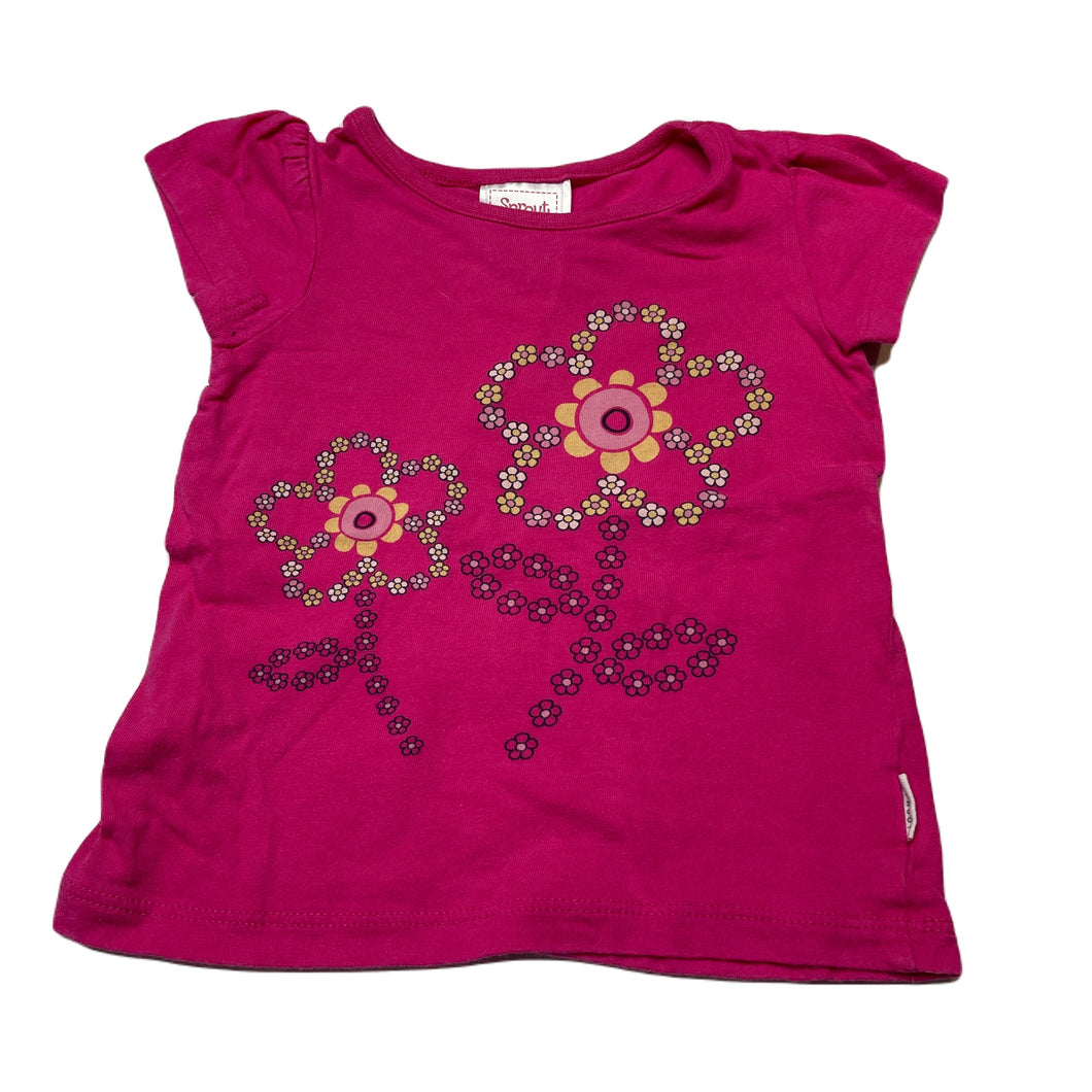 Girls Sprout, pink cotton t-shirt / top, flowers, GUC, size 0,  