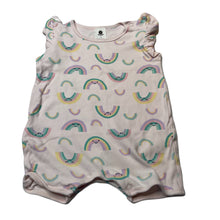 Load image into Gallery viewer, Girls Dymples, pink cotton romper, rainbows, FUC, size 1,  
