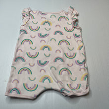 Load image into Gallery viewer, Girls Dymples, pink cotton romper, rainbows, FUC, size 1,  