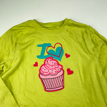 Load image into Gallery viewer, Girls Osh Kosh, green cotton long sleeve top, cupcake, GUC, size 6,  