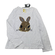 Load image into Gallery viewer, Girls Pavement, flip sequin navy stripe cotton long sleeve top, NEW, size 12,  