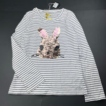 Load image into Gallery viewer, Girls Pavement, flip sequin navy stripe cotton long sleeve top, NEW, size 12,  
