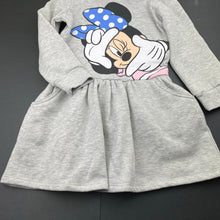 Load image into Gallery viewer, Girls Disney, Minnie Mouse fleece lined hoodie sweater dress, EUC, size 5, L: 55cm