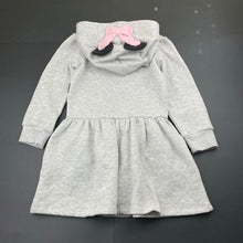 Load image into Gallery viewer, Girls Disney, Minnie Mouse fleece lined hoodie sweater dress, EUC, size 5, L: 55cm