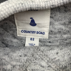 unisex Country Road, grey marle lightly quilted sweater / jumper, GUC, size 2,  