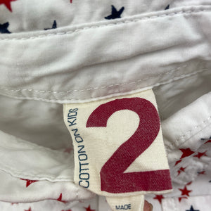 unisex Cotton On, lightweight cotton long sleeve shirt, stars, GUC, size 2,  